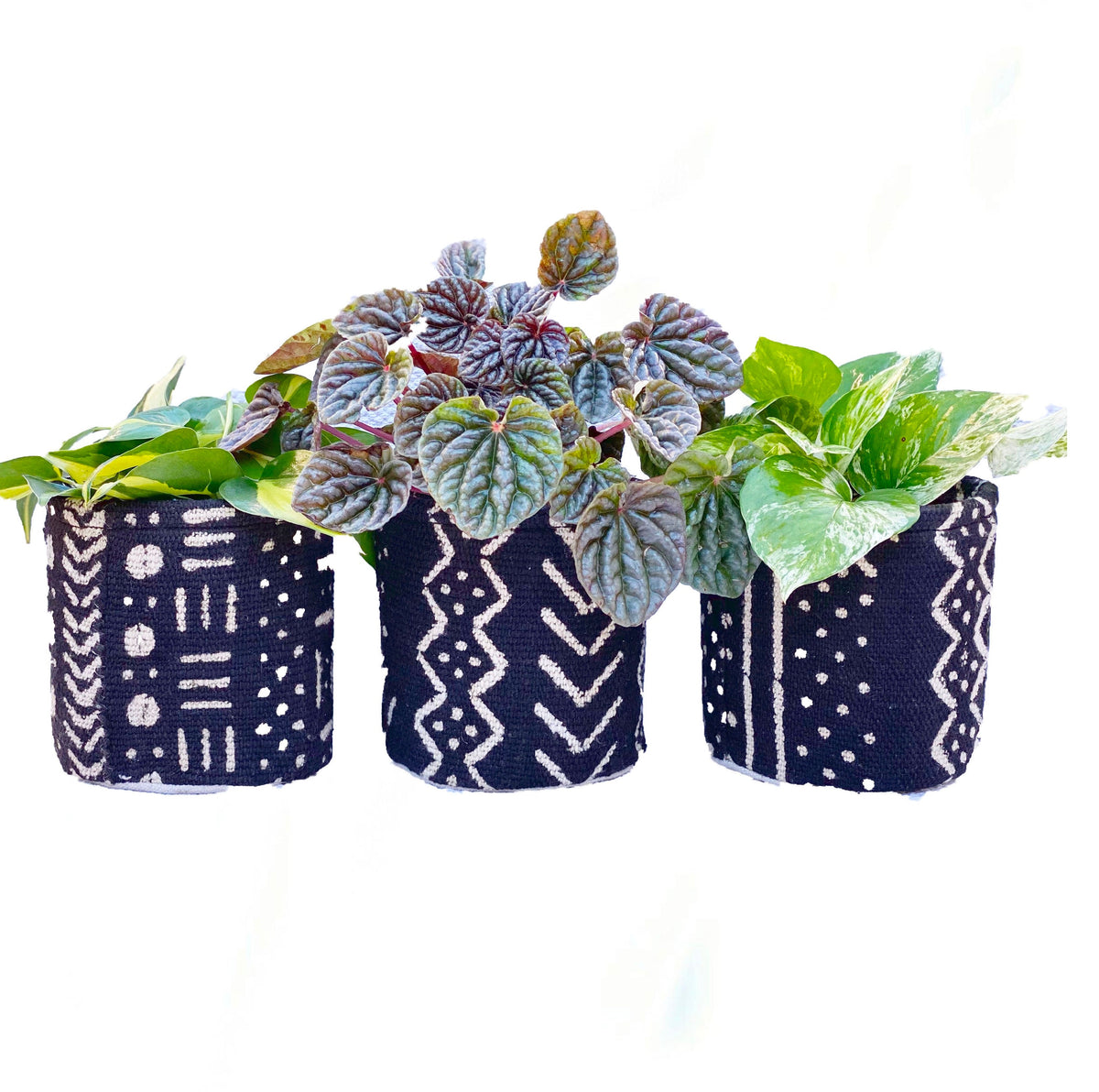Plant Pouch, Mud Cloth in Charcoal